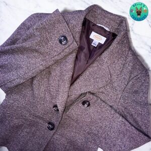 Talbots Tweed Blazer Women's 6 Brown Silk Blend Feminine Cute Career Jacket Work